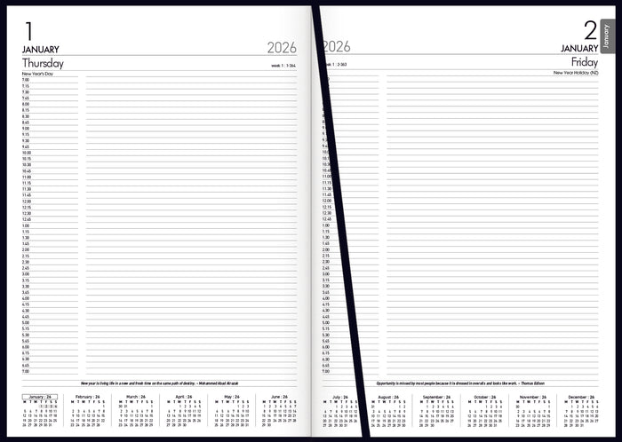 2026 Collins Windsor A41 Diary, Day Per Page, Black, 210mm x 297mm