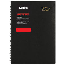 2027 Collins Boston A41 Day Per Page Diary, Black, 210mm x 297mm