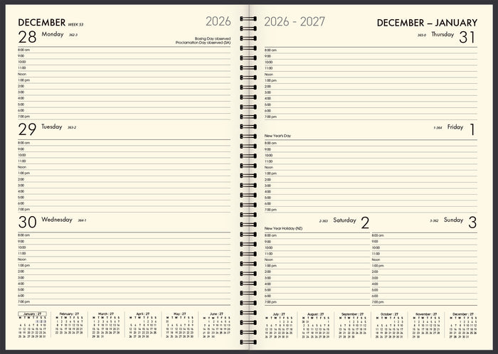 2027 Collins Boston A43 Week To View Diary, Navy, 210mm x 297mm