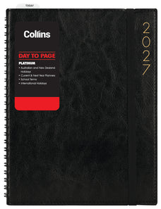 2027 Collins Platinum A51 Diary, Day Per Page, Wiro Bound, Black, 148mm x 210mm