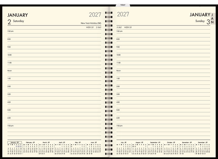 2027 Collins Platinum A51 Diary, Day Per Page, Wiro Bound, Black, 148mm x 210mm