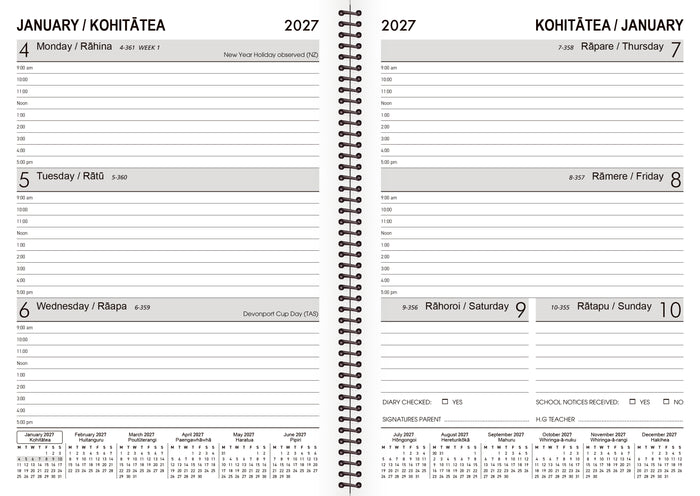 2027 Collins Diary A53, Week To View, Students, Spiral Bound, 148mm x 210mm