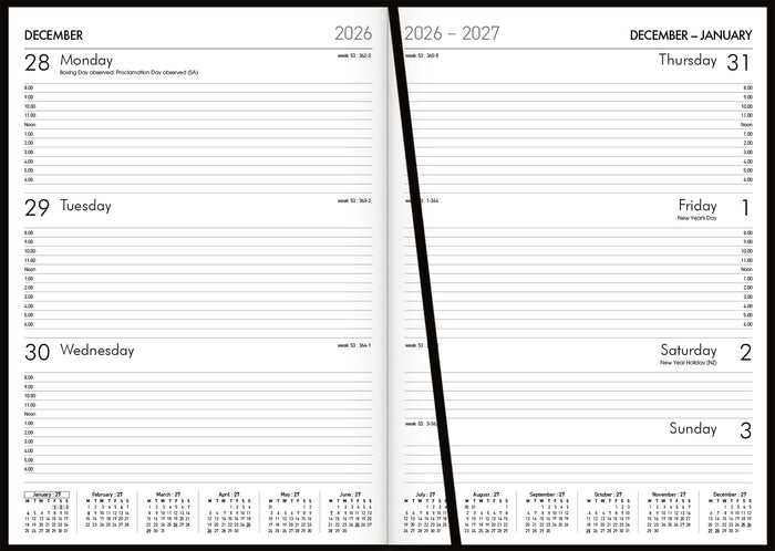 2027 Collins Windsor A43 Diary, Week To View, Black, 210mm x 297mm