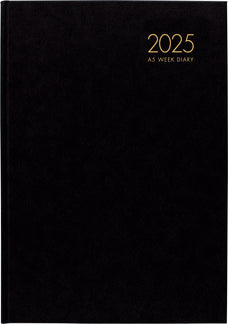 2025 Collins Diary A53, Week To View, Appointment Times, PVC Coated Paper Cover, Windsor Black, 148mm x 210mm