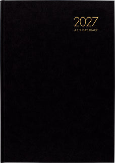 2027 Collins Windsor A52 Diary, Two Day Per Page, Black, 148mm x 210mm