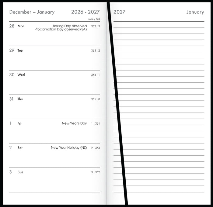 2027 Collins CW7 Notes Diary, Black, 80mm x 152mm