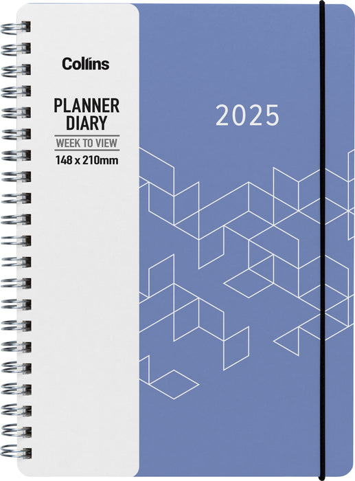 2025 Collins Fascinate A53 Diary, Week To View, Wiro Bound, Sky Blue, 148mm x 210mm