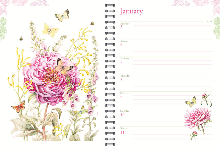 2027 Collins Wiro Bound J. Brinkman Flower Series Week To View Diary, 230mm x 167mm