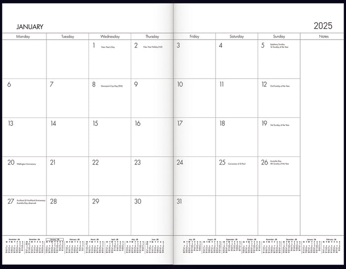 2025 Collins A4 Premium Monthly Planner, Month To View, PVC Cover, Black, 210mm x 297mm