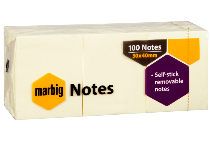 Marbig Sticky Notes 38 x 50mm x 12's Pack