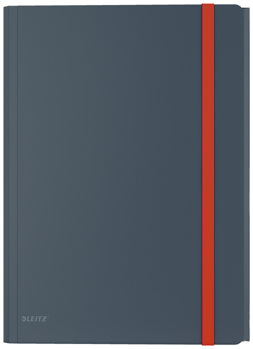 Leitz Cosy A4 Folder, 3 Flap with Pocket, Elastic Closure, Grey