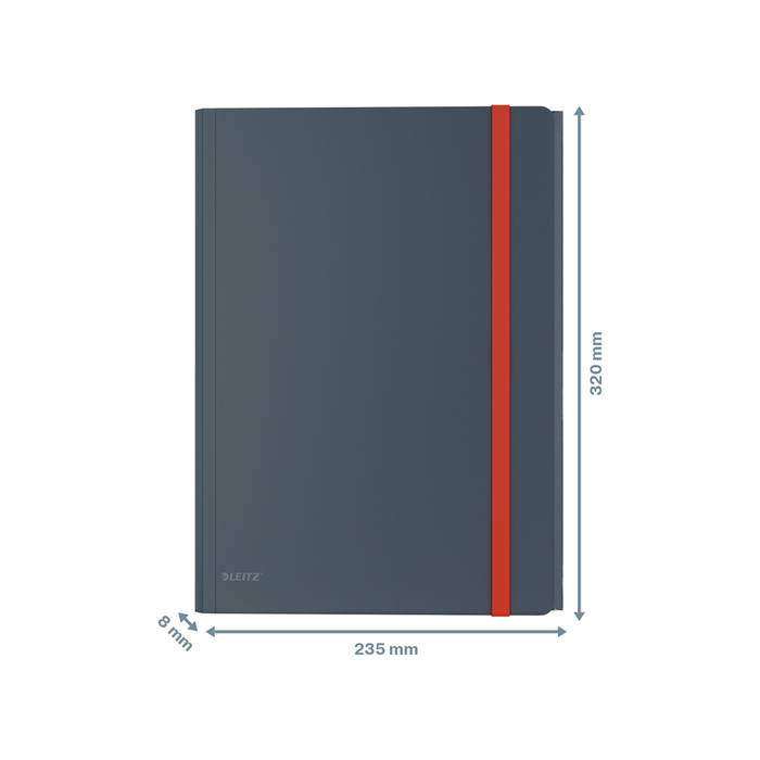 Leitz Cosy A4 Folder, 3 Flap with Pocket, Elastic Closure, Grey