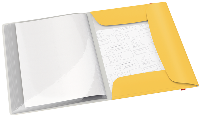 Leitz Cosy A4 Display Book, 20 Pockets with 3 Flap Folder, Elastic Closure, Yellow