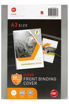 GBC 250 Micron A3 Clear Binding Cover x 25's pack