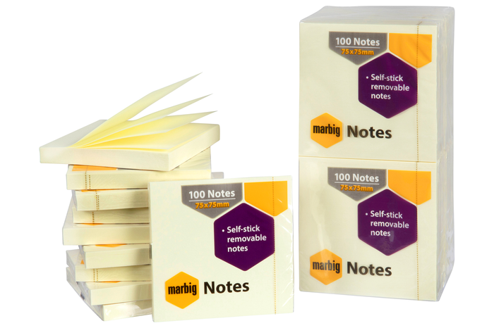 Marbig Sticky Notes 75 x 75mm x 12's Pack