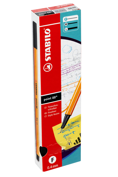 Stabilo Point 88 Fineliner Black, Pack of 10