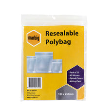 180 x 255mm Zip Lock / Resealable Bags with Writing Panel x 25's pack