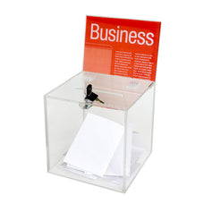 Ballot Box With Key Lock & Sign Holder - Clear