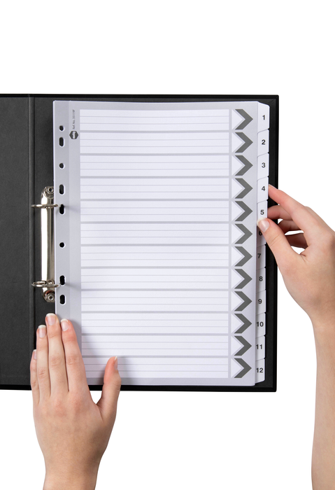 Marbig A4 Cardboard Indices/Divider, 10 Tab, Black/White