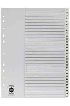 Marbig A4 White Polypropylene Indices/Divider, 1-31