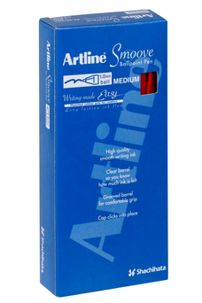 Artline Smoove Ballpoint Pen Red - Pack of 12