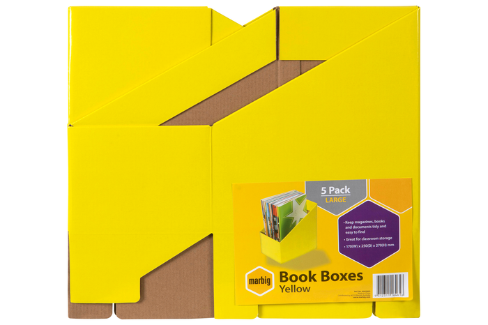 Marbig Wide Book Box Yellow 5's pack