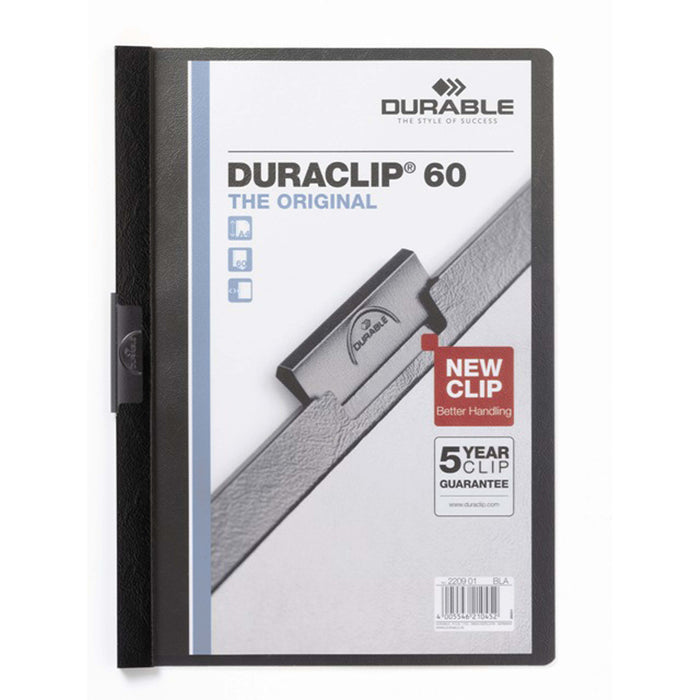 Duraclip A4 60 Sheet Punchless Document File Black