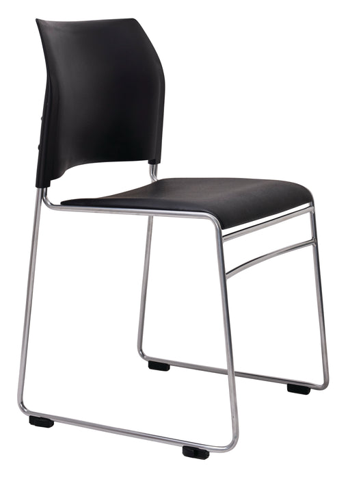 Stacking Buro Maxim Chair, Reflective Silver Frame Conference/Visitor Chair, Assembled, Free Trolley With 35 Chairs