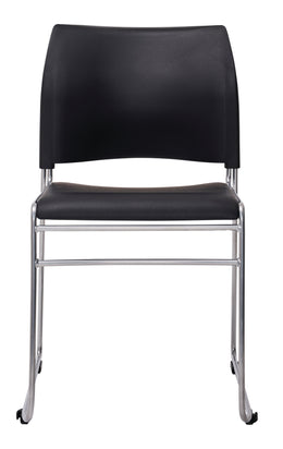 Stacking Buro Maxim Chair, Reflective Silver Frame Conference/Visitor Chair, Assembled, Free Trolley With 35 Chairs
