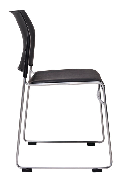 Stacking Buro Maxim Chair, Reflective Silver Frame Conference/Visitor Chair, Assembled, Free Trolley With 35 Chairs