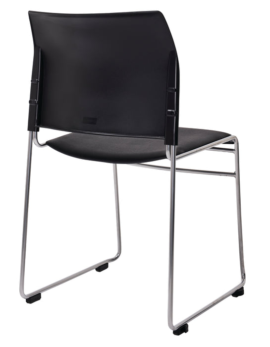 Stacking Buro Maxim Chair, Reflective Silver Frame Conference/Visitor Chair, Assembled, Free Trolley With 35 Chairs