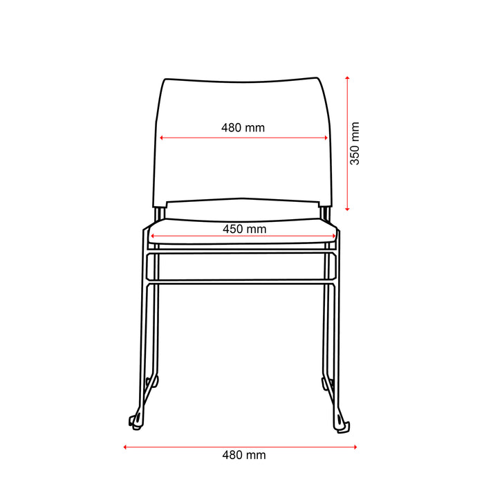 Stacking Buro Maxim Chair, Reflective Silver Frame Conference/Visitor Chair, Assembled, Free Trolley With 35 Chairs