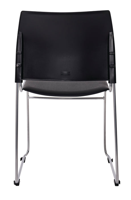 Stacking Buro Maxim Chair, Reflective Silver Frame Conference/Visitor Chair, Assembled, Free Trolley With 35 Chairs