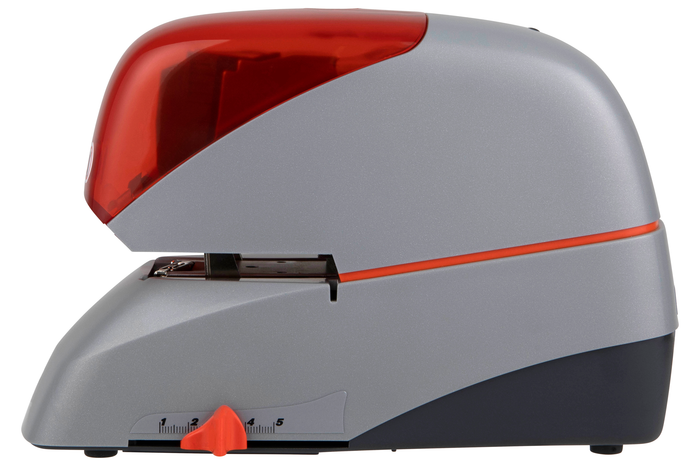 Rapid Electric Stapler 5080E, 80 Sheet, Flat Clinch, Red/Grey