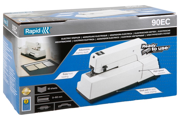 Rapid Electric Stapler 90EC, 30 Sheet, Full Strip, White
