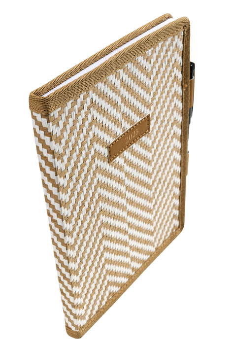2026 Cumberland Belrose A5 Casebound Diary With Woven Fabric Cover And PU Underlayer, Week To View, Natural