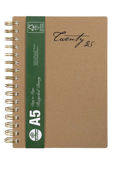 2025 Cumberland A5 Ecowise Spiral Bound Diary, Week To View, Kraft