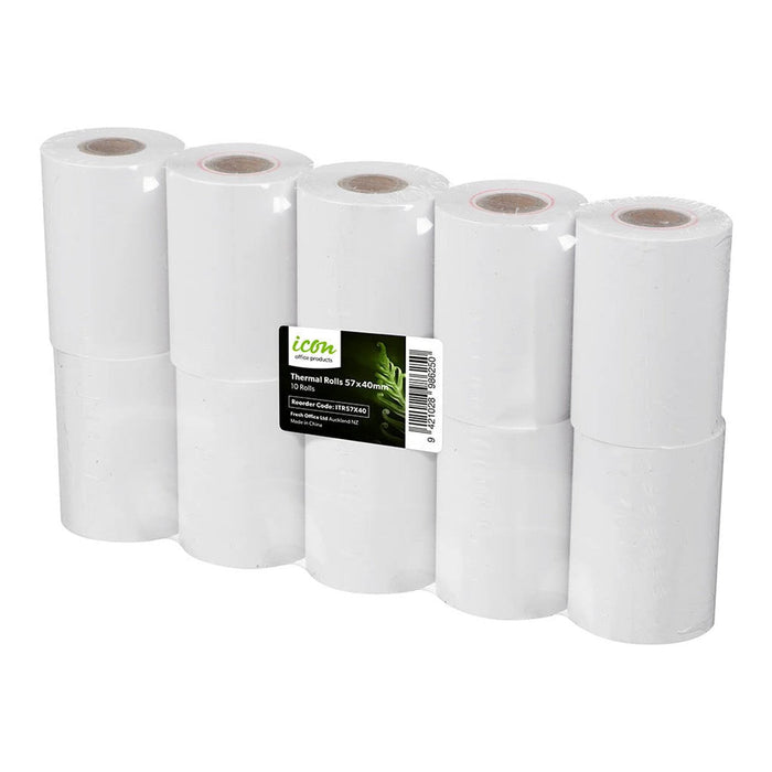 57mm x 40mm Thermal Paper Roll x Pack of 10 Rolls FPITR57X40