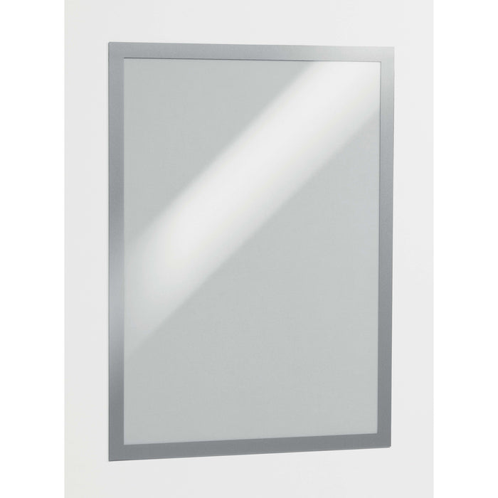 A3 Duraframe Durable Self Adhesive Poster / Sign Holder - 2's Pack Silver Frame