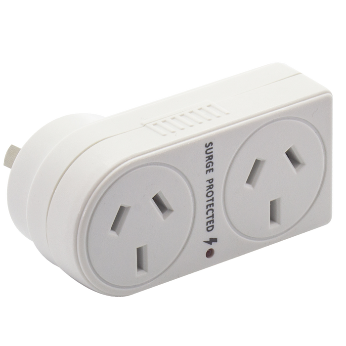 The Brute Power Co. Double Power Adaptor - Flat Right + Surge Protection