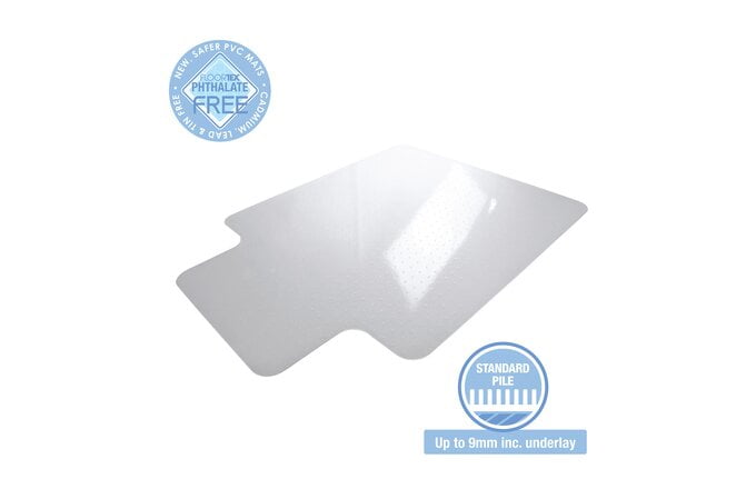Floortex Clear PVC Chair Mat for Standard Pile Carpet 115cm x 134cm AOACCMFLVG0004