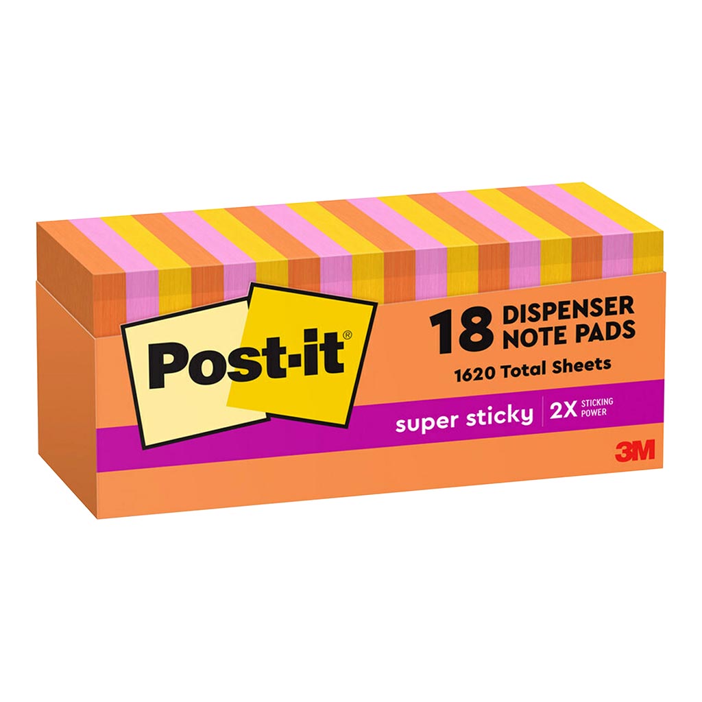 Postit Super Sticky Pop Up Notes, Energy (Rio), 76 x 76mm, Pack of 18