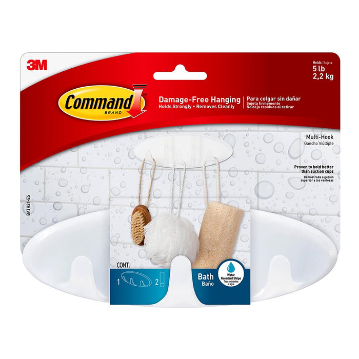 Command Bathroom Multi-Hook, Frosted (BATH21-ES)