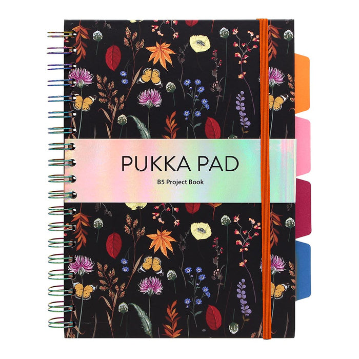 Pukka Bloom Hardcover Project Notebook, B5 Size, Black