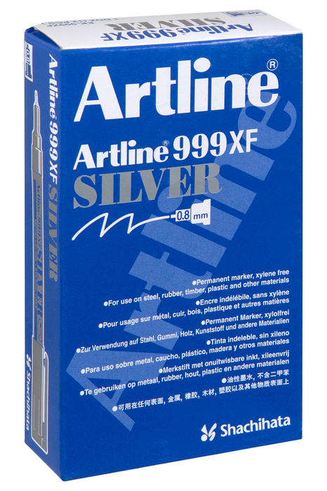 Artline 999XF Bullet Tip Metallic Marker Silver x 12's pack