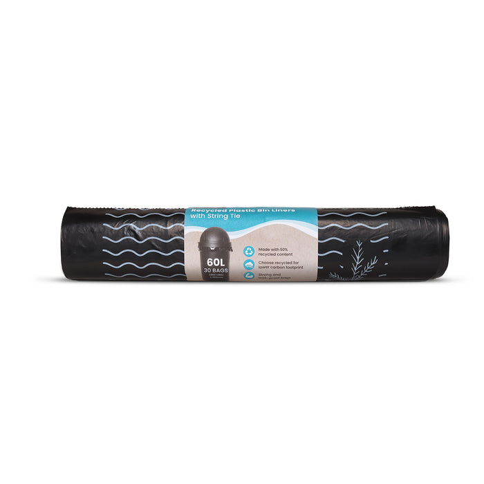 Plastic Bin Liners 60L XL Ocean, Black, 10 Rolls x 30's (300 bags)