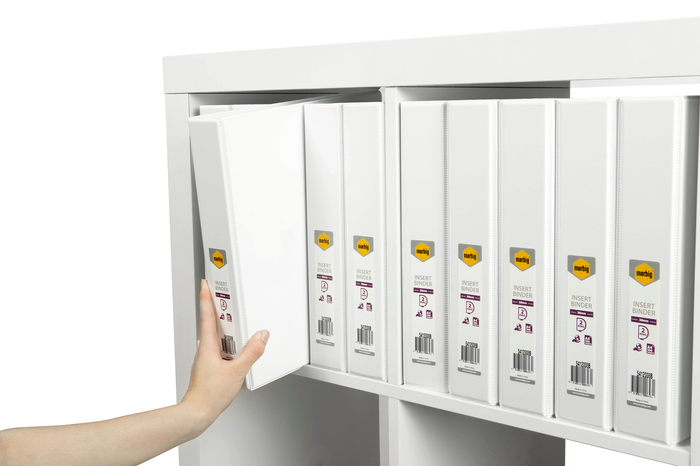 Marbig A4 Insert Cover Ring Binder, 38mm 2 D Rings, White