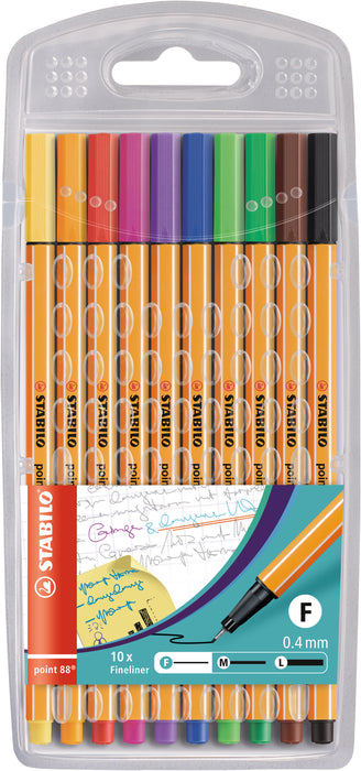 Stabilo Point 88 Fineliner Assorted Colours, Pack of 10 (Code 8810)
