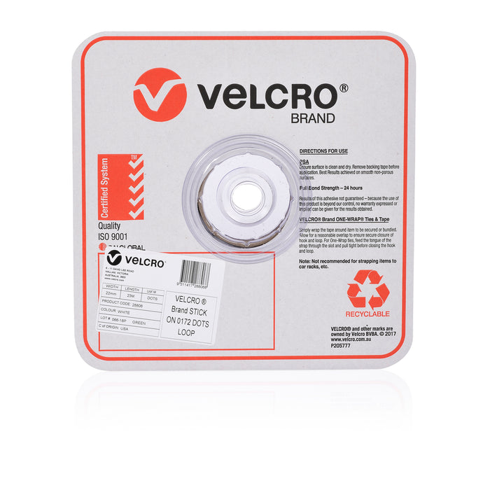 Velcro 22mm x 900 Pieces White Dots Loop Only