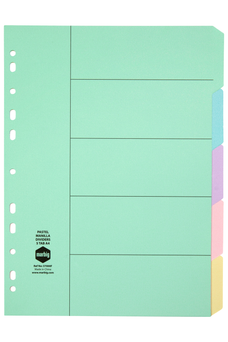 Marbig A4 Cardboard Indices/Divider, 5 Tabs, Pastel Colours